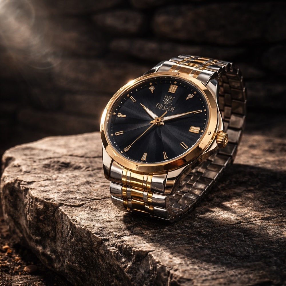 Men's Two-Tone Silver & Gold Analog Dress Bracelet Watch